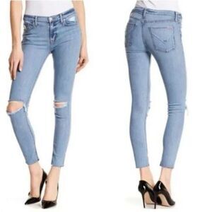 Hudson Nico Midrise Ankle Raw Hem Super Skinny Jeans in Hool Light Wash Size 29